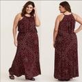 Torrid Dresses | Hp Torrid Drape Top Halter Neck Burgundy Maxi Dress, Size 0 | Color: Pink/Red | Size: 0x