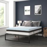Alwyn Home Metal Platform Bed Frame w/ 10 Inch Pocket Spring Mattress & 3 Inch Memory Foam Topper Metal in Black/Brown/White | Wayfair