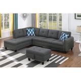 Gray/Brown Sectional - Three Posts™ Alger 98" Wide Left Hand Facing Sofa & Chaise w/ Ottoman Linen | 33 H x 98 W x 71 D in | Wayfair