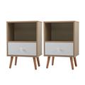 Corrigan Studio® 21.25" Tall 1 Drawer Nightstand Set Of 2 Wood in Brown | 20.95 H x 11.95 W x 15.95 D in | Wayfair 2B3BB7ED12974929899C185FF98DFB79