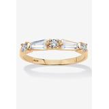 Women's Gold Over Sterling Silver Round Wedding Band Ring Cubic Zirconia by PalmBeach Jewelry in Cubic Zirconia (Size 5)