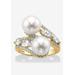 Women's Gold over Sterling Silver Pearl and Marquise Cubic Zirconia Ring by PalmBeach Jewelry in Gold (Size 9)