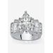 Women's Silver Tone Marquise Cut Engagement Ring Cubic Zirconia by PalmBeach Jewelry in Silver (Size 7)