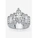 Women's Silver Tone Marquise Cut Engagement Ring Cubic Zirconia by PalmBeach Jewelry in Silver (Size 9)