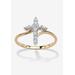Women's Yellow Gold-Plated Sterling Silver Genuine Diamond Accent Cross Ring by PalmBeach Jewelry in Diamond (Size 10)