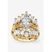 Women's Goldtone Marquise Cut Cubic Zirconia Bridal Ring Set (6 cttw TDW) by PalmBeach Jewelry in Gold (Size 6)