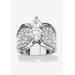 Women's Platinum Plated Cubic Zirconia and Round Crystals Engagement Ring by PalmBeach Jewelry in Silver (Size 8)