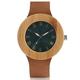 Women Watches Royal Blue Tone Dial Wood Watch Ladies Elegant Nature Bamboo Round Dial Novel Analog Leather,Green dial