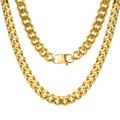 Aplstar 18K Gold Plated Cuban Chain Necklace, Stainless Steel Men Women Curb Chain Jewelry, 18-34 Inch with Gift Box