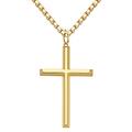 GEMLANTO Cross Necklace for Men, Gold Plated Sterling Silver Cross Pendant Necklaces Stainless Steel Chain Necklace Jewellery Gifts for Him Men Boys, 60CM