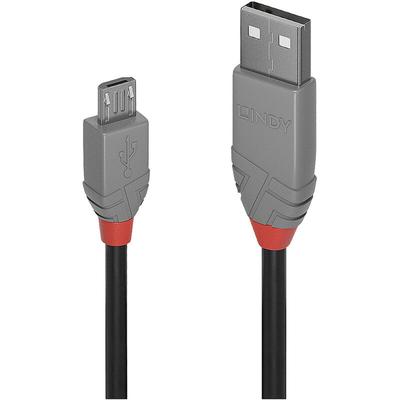 USB-Kabel usb 2.0 usb-a Stecker, USB-Micro-B Stecker 0.50 m Schwarz, Grau 36731 - Lindy