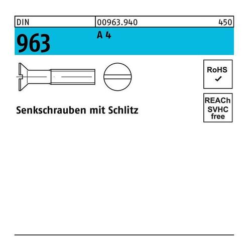 Senkschraube DIN 963 Schlitz M 4 x 30 A 4