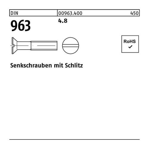 Senkschraube DIN 963 Schlitz M 16 x 45 4.8