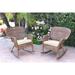 Set of 2 Windsor Honey Resin Wicker Rocker Chair with Ivory Cushions