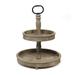 Two-Tier Decorative Wood Stand with Metal Handle - 16.93 W x 16.93 D x 17.32 H