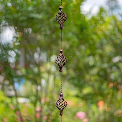76" Long Antique Bronze Rain Chain with Abstract Swirls