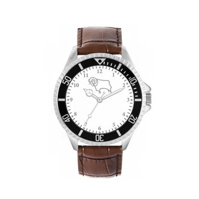 Derby County Silver Case - Uhr mit braunem Lederarmband Image