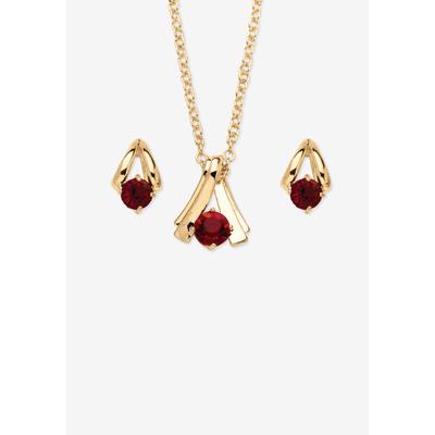Women's Simulated Birthstone Solitaire Pendant and Earring Set with FREE Gift in Goldtone, Boxed by PalmBeach Jewelry in January