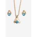 Women's Simulated Birthstone Solitaire Pendant and Earring Set with FREE Gift in Goldtone, Boxed by PalmBeach Jewelry in December