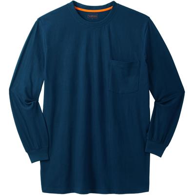 Men's Big & Tall Heavyweight Crewneck Long-Sleeve Pocket T-Shirt by Boulder Creek in Navy (Size 9XL)