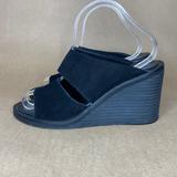 Free People Shoes | Free People X Farylrobin Leather Wedge Mule Sandal Shoe, Black, Women's Size 9 | Color: Black | Size: 9