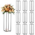 Sziqiqi 100cm Flower Wedding Stand - 10 Pcs Wedding Table Centrepiece for Party Rectangle Geometric Vase Metal Tall Vases Floor Standing for Party Birthday Anniversary Reception Baby Shower Engagement