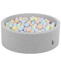 KiddyMoon 90X30cm/200 Balls ∅ 7Cm / 2.75In Baby Foam Ball Pit Made In EU, Light Grey:Pastel Beige/Pastel Blue/Pastel Yellow/Mint