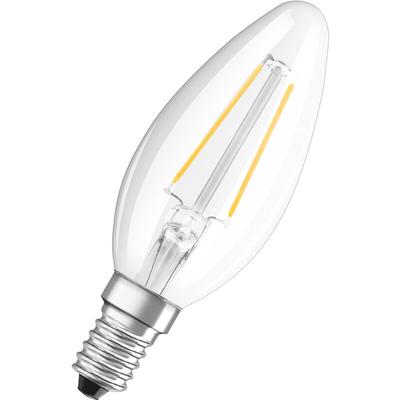 Filament led Lampe mit E14 Sockel, Kerzenform, Warmweiss (2700K), 2,50W, Ersatz für 25W-Glühbirne,