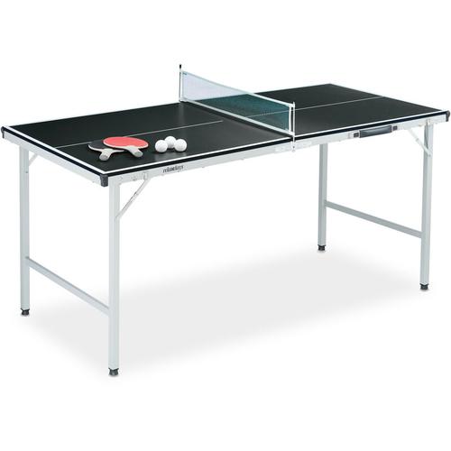Tischtennisplatte, klappbarer Tischtennistisch mit Netz, 2 Schläger, 3 Bälle, HxBxT: 70 x 70 x 150