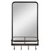 Wall Bathroom Mirror with Shelf Hooks Sturdy Metal Frame