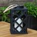 Sunnydaze Modern Crosshatch Outdoor Solar LED Decorative Candle Lantern - 9-Inch - 1