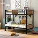 Twin-over-Full Metal Futon Bunk Bed with Guardrails and Ladder