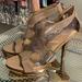 Nine West Shoes | Gorgeous Nine West Dark Taupe Wood Platform Sandal Pumps Size 9.5 | Color: Tan | Size: 9.5