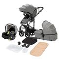 3 in 1 Baby Stroller 3 in 1 Pushchair Baby Travel System High Landscape Foldable Stroller Baby Trolley Newborn Buggy Infant Carriage Baby Pram for Baby 0-36 Months (Grey Color 588)