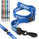 CKB LTD Staff LANYARDS Breakaway Safety Lanyard Pre-Printed Text Neck Strap Swivel Plastic Clip for ID Card Holder - Pull Quick Release Design (Pack of 100, Blue)