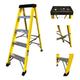 5 Tread Fibreglass Step Ladder 30000v - Electricians Heavy Duty Tread - EN131 GRP Step Ladder