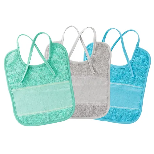 buttinette Bavoirs à broder, vert/gris/turquoise, lot de 3