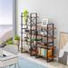 17 Stories 71.06" H x 70.86" W Iron Etagere Bookcase in Black/Brown/Yellow | 56.3 H x 70.87 W x 12.52 D in | Wayfair