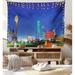 East Urban Home US Panoramic Overview of Dallas TX in The Night Tourist Attractions of The Famous Cityscape Tapestry Rod Included | Wayfair