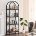 17 Stories Revyn 70.8" H x 23.6" W Steel Etagere Bookcase in Black/Brown/Yellow | 70.86 H x 23.62 W x 11.81 D in | Wayfair