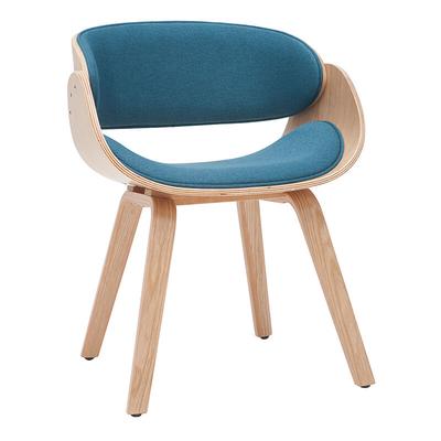 Design-Stuhl Weiß und helles Holz bent Image