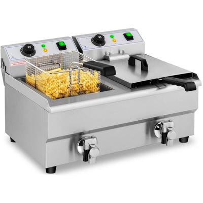 Edelstahl Gastronomie Elektro Fritteuse Kapazität 2 x 10 l Kaltzone 3000 w Image