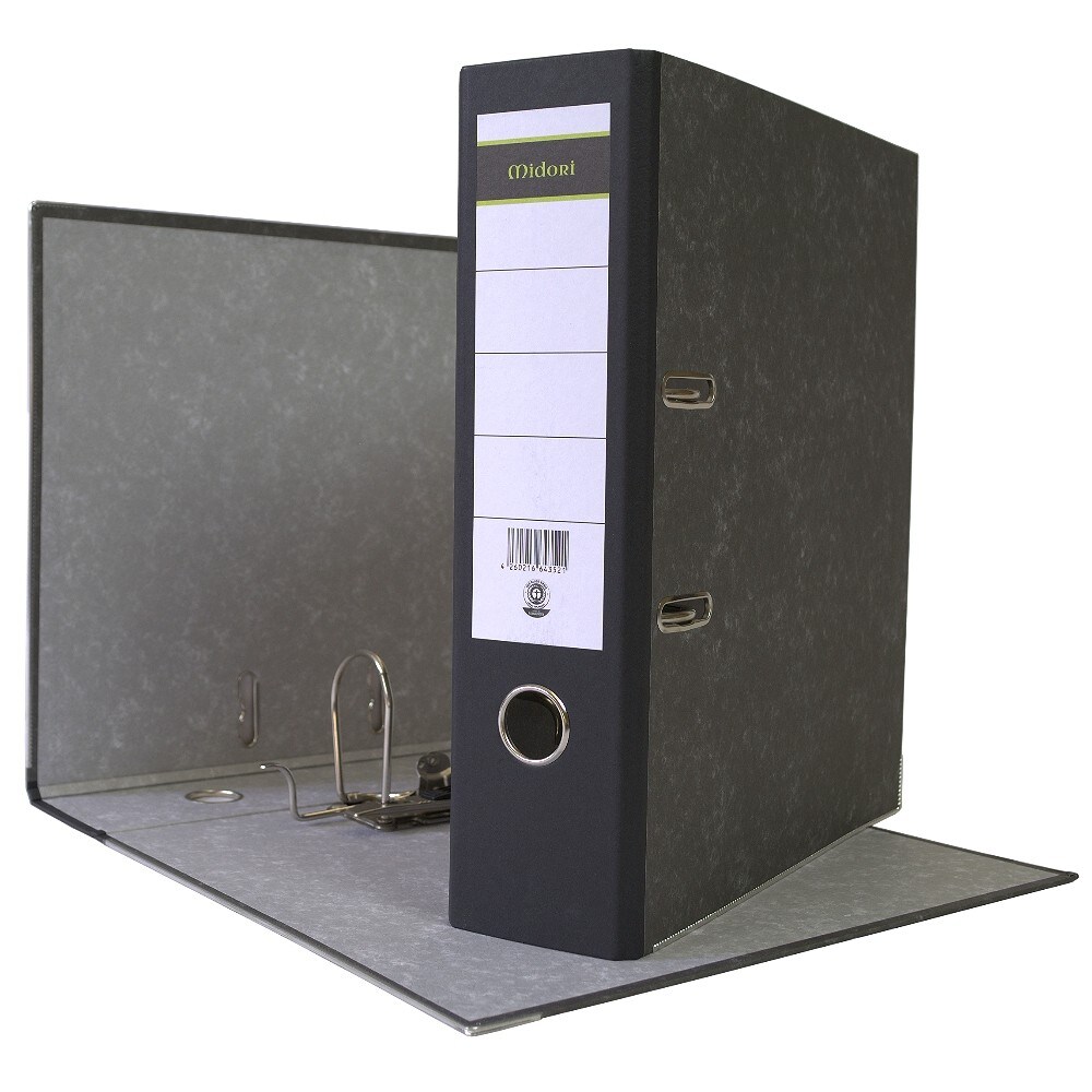 Midori 15 x Aktenordner 80mm A4 Breit Wolkenmarmor Schwarz Briefordner Ordner Image