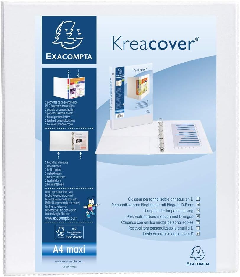 10 x FALKEN Präsentationsringbuch DIN A4 2 x DIN A5 Ringbuch 4 D-Ringe Ø 40 mm Weiß Image