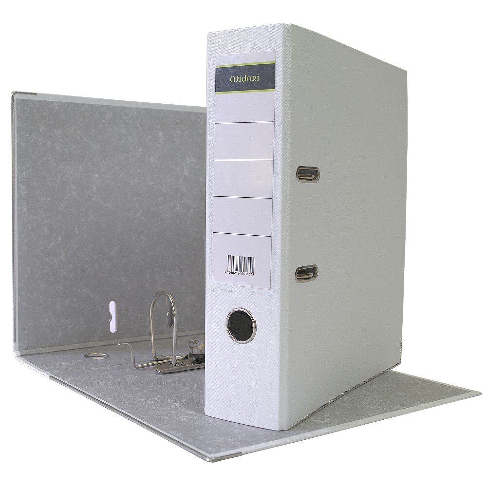 Midori 100 x Ordner A4 8 cm PP Kunststoff Weiss Aktenordner Briefordner Breit 80 mm Image