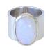 Lunar Waves,'Artisan Crafted Rainbow Moonstone Cocktail Ring from Brazil'