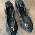 Burberry Shoes | Burberry Thompson Leather/Canvas Ballet Flats | Color: Black | Size: 8