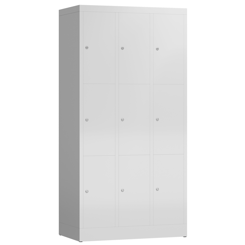 ClassiX Schließfachschrank, 3 Abteile à 3 Fächer, 1800 x 870 x 500 mm, lichtgrau Image