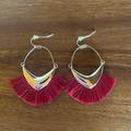 J. Crew Jewelry | New J.Crew Red Fringe Gold Statement Earrings | Color: Gold/Red | Size: Os