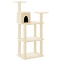 vidaXL Cat Tree with Sisal Scratching Posts Indoor Home Cat Furniture Cat Scratching Climbing Post Play Tower Playhouse Cave Condo Cream
